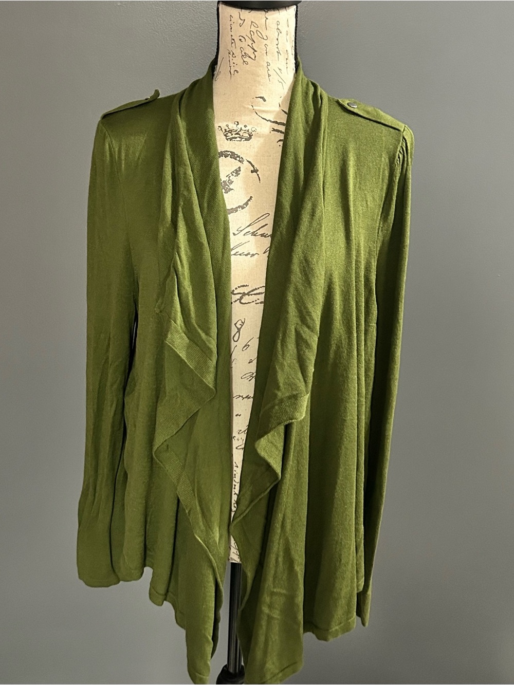 Sweaterworks Olive Green Waterfall Cardigan Jacket